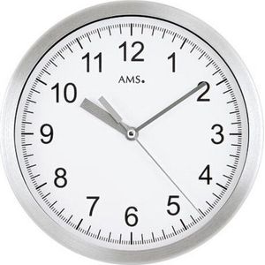 AMS F5910 - Klok - Radiogestuurde tijdsaanduiding - Rond - Aluminium/Glas - Ø20 cm - Wit