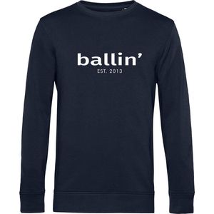 Heren Sweaters met Ballin Est. 2013 Basic Sweater Print - Blauw - Maat L