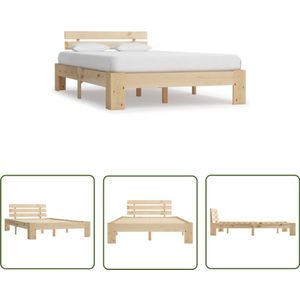 vidaXL Bedframe Grenenhout 120x200 cm - Naturel Massief Houten Bedframe - Grenenhout Bedframe - Bedframe 120x200 - Tweepersoons Bed - Modern Bedframe