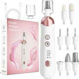 Professionele 9-in-1 elektrische nagelfrees met LED-verlichting - Draagbare manicure en pedicure set met instelbare snelheid