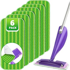 Vervangingsdoek 6 x - Compatible met Swiffer Wetjet - Microvezeldoek - Mop cover - Reinigingspad - Uitwasbaar - Herbruikbaar - Navulling - Dweilpads voor hardhout - tegels - laminaat - Vinyl - Bamboe - Stof - Schoonmaken