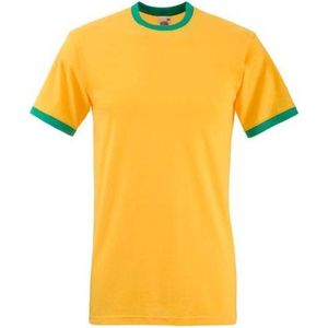 Fruit of the Loom ringer t-shirt 2XL geel/groen