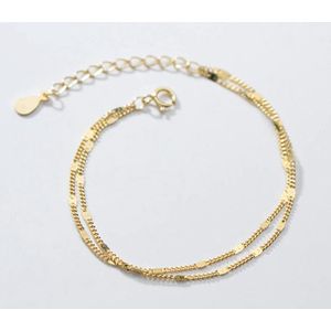 Armband dames goudkleurig - dubbele armband dames - zilver 925 - zilveren armband - goudkleurig - cadeau voor vrouw - Liefs Jade