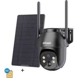 ieGeek 4G LTE Beveiligingscamera Buiten 2K, PTZ LTE Bewakingscamera Buiten Draadloos Zonder WIFI, CCTV IP Security Camera Outdoor met Sim-Kaart, met Zonnepaneel, 355°/90° Draaien, Humanoïde Bewegingsdetectie Tracking