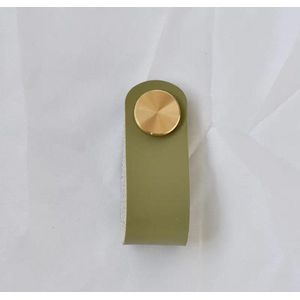2 stuks - Leren handgreep - Leren knop - Crème - Leger groen - Groen - Kastknop - Deurknop - Lus - 6,5 cm - Trekken - Greep - Kunstleer - Pax kast