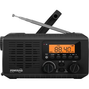 POWERplus Ox Solar Dynamo USB oplaadbare AM FM Scan Radio | Powerbank | Zaklamp | Klok | Wekker - Noodradio| SOS Alarm