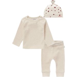 Noppies - Kledingset - 3 delig - Broek Naura Oatmeal - Natal Oatmeal - Muts Camas met lieveheersbeestjes - Maat 68