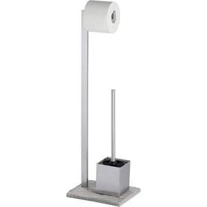 WENKO Toiletbutler Granit RVS glanzend - Toiletrolhouder en Toiletborstel met houder