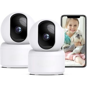 Huisdiercamera Met App - Babyfoon - Monitor Met Nachtzicht - Huisdier & Baby Camera - Draagbare Babyfoon Met Camera Bestverkocht – Hondencamera Met Bewegingsdetectie – Petcam Set van 2