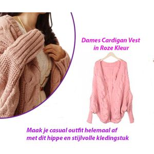Elegant Roze Wollen Cardigan met Vleugelmouwen