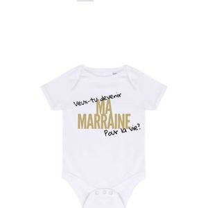 Body Bébé – ""Veux-tu devenir ma marraine ?"" – Taille 3-6 mois – Idée cadeau marraine