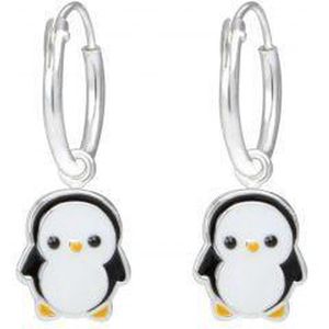 Zilveren oorbellen - kinderoorringen met pinguïn hanger - hypoallergeen