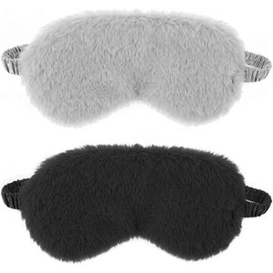 2 stuks pluche zachte slapende blinddoek oogbedekking comfortabele harige nepbont slaapmasker satijnen dutje nacht oogmasker voor vrouwen mannen cadeau (zwart grijs)