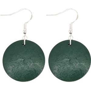 Zilveren oorhangers- hout-groen- 2.5 cm-Charme Bijoux
