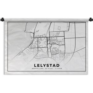 Wandkleed - Wanddoek - Stadskaart - Lelystad - Nederland - 90x60 cm - Wandtapijt - Plattegrond