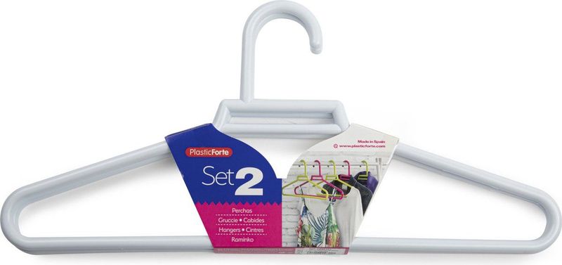 20x stuks kunststof kledinghangers in het wit 41 cm - Kledingkast organiseren - Kleerhangers/kledinghangers