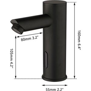 Sensorkraan zwart handvrije wastafelkraan moderne uitstraling hygiënisch sensor kraan