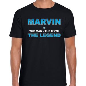 Naam cadeau Marvin - The man, The myth the legend t-shirt  zwart voor heren - Cadeau shirt voor o.a verjaardag/ vaderdag/ pensioen/ geslaagd/ bedankt XL