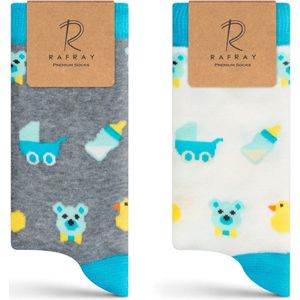 RAFRAY Sokken - Funky Socks - Moeder Sokken in Cadeaubox - Premium Katoen - 2 paar - Maat 36-40