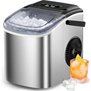 Ijsblokjesmachine - Ijsmachine - Ijsblokjes - Ijsblokjes machine - 2 verschillende groottes - Binnen 6-8 minuten klaar - Tot 12kg per uur