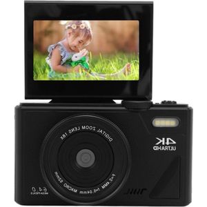 4K Digitale Camera 64 MP 18x Digitale Zoom Autofocus Vediocamera met 3 Inch Flip-scherm Compacte Anti-shake Vlogcamera voor Live Streaming Reisfotografie - 64 MP - Autofocus