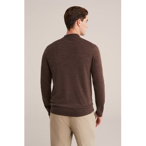 WE Fashion - Gebreide Trui - Donkerbruin - Wol