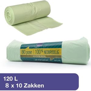 ABENA Biozakken (160 stuks) - 120 Liter biologisch afbreekbare afvalzakken. Transparant, composteerbaar en Milieu vriendelijk. Pak van 160 zakken (8x20) - 110x80cm - Geschikt voor GFT-afval