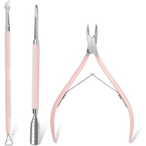 Cuhostki 3-Delige Nagelriemknipper Met Cuticle Remover Set - Roze Cuticle Verwijderingsgereedschap - Cuticle Pusher - Bokkenpootje - Nagelverzorging