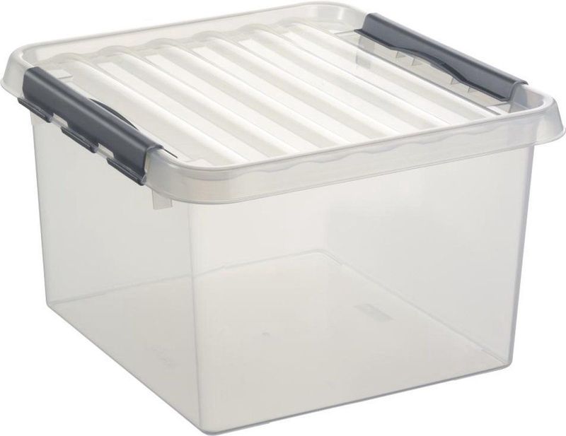 Sunware - Q-line opbergbox 26L transparant metaal - 40 x 40 x 26 cm