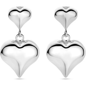 Zilver Gerhodineerd Oorhangers Hart 35 Mm 1339123