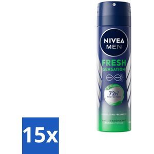 15 x NIVEA MEN - Deodorant Spray - Fresh Sensation - 150 ml -
