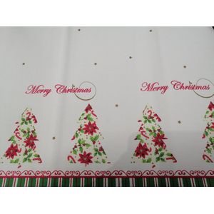 Kerst Tafelkleed - Hoogwaardig Papier ziet als Textiel - 120 x 180 cm - Ecru  - Merry Christmas - Voordeel Set 2 Stuks