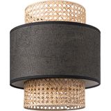 Home Sweet Home Lampenkap Cane Weave cilinder - van stof - zwart - Moderne stoffen Lampenkap - 30/30/40cm - E27 lamphouder - voor hanglamp - RoHS getest
