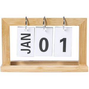 Bureaukalender - Kalender - Eeuwigdurend - Engels - Grote letters en cijfers - Bamboe - Metaal