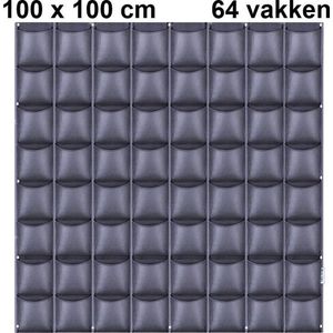 Verticale tuin met 64 vakken - 100cm x 100cm - verticale tuin - zwart - groene wand - groene muur - verticale moestuin zakken - plantenhanger balkon - plantenbak - plantenzak 1x1 meter Beactiff®