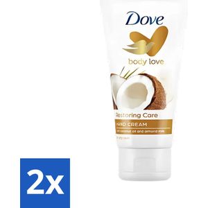2 x Dove - Handcrème - Body Love Restoring Care - Kokos & Almond - Hydraterend - Droge huid - 75 g - Handcrème - Droge Huid - Hydraterende Crème - Kokos - Amandel