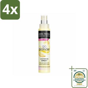 John Frieda – Spray – Sheer Blonde Go Blonder Lightening – Verhelderend effect – 100 ml - Voordeelverpakking - 4 stuks - Go blonder spray - Oplichten haar
