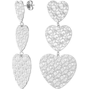 Oorbellen - Triple Hearts - Stainless Steel - Zilver