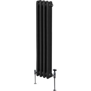 Monster Shop Traditionele Stijl 3 Kolom Verticaal Radiatoren - 1500 x 202mm - Hoogwaardig Carbon Staal - Hoge BTU Warmte Output - Inclusief Bevestigingskit & Borstel - 15 Jaar Garantie - Zwart