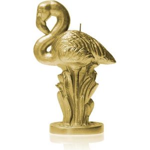 Geel goud gelakte Candellana figuurkaars, design: Flamingo  Hoogte 18 cm (24 uur)