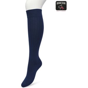 Bonnie Doon Bio Rib Kniekousen Dames Donker Blauw maat 36/42 - Klassiek Rib patroon - Biologisch Katoen - Ultiem comfort - Rib Knee High - OEKO-TEX - Gladde Naden - Duurzaam Huidvriendelijk Bio Katoen - Donkerblauw - Insignia Blue - BP221414.249