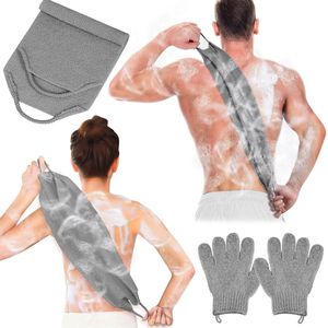 Exfoliërende badaccessoires - ideaal voor huidverzorging - set van 2 - grijs - nylon