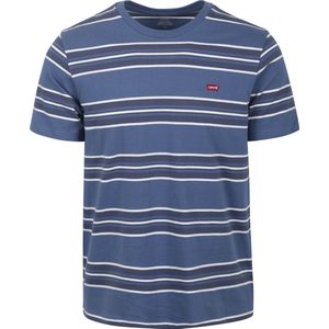 Levi's - T-Shirt Blauw Streep - Heren - Maat L - Regular-fit