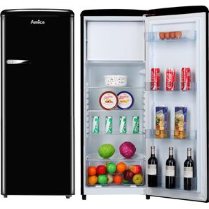 Amica Retro koelkast met vriesvak 4**** AR5222N - Zwart Hoogglans - H 144 cm
