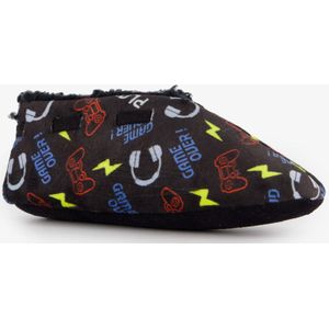Thu!s jongens sloffen met game print - Zwart - Pantoffels - Maat 33
