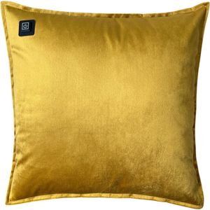 Warmpi® Draadloos Warmtekussen incl. Warmpi® Powerbank (10.000mah) - Velvet - Gold - Elektrisch verwarmd sierkussen met geïntegreerde kabel van 3m voor opwarming via stopcontact of USB Poort - 3 standen - Kussen 45x45 cm - Zacht Fluweel