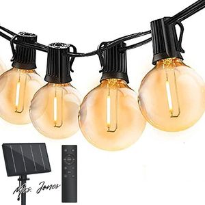 Mrs. Jones 30 m dimbare buiten lichtketting met afstandsbediening voor tuinfeesten - 50 leds, zonne-energie & USB .