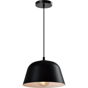 QUVIO Hanglamp retro - Lampen - Plafondlamp - Verlichting - Keukenverlichting - Lamp - Simplistisch design - E27 Fitting - Voor binnen - Met 1 lichtpunt - Aluminium - Metaal - D 30 cm - Zwart en wit