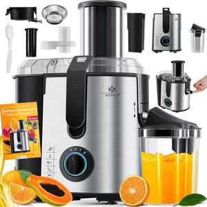 KESSER® Slowjuicer - Sapcentrifuge voor Fruit en Groenten 1100W Sap Juicer met 2000ml Pulpcontainer en 1000ml sapreservoir - Zilver