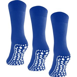 Budino Huissokken set - Antislip sokken - 3 paar - maat 43-46 - Kobalt Blauw